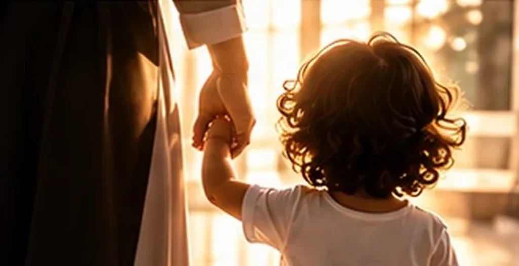 Parent holding a child's hand