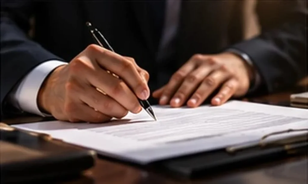 Signing a legal agreement